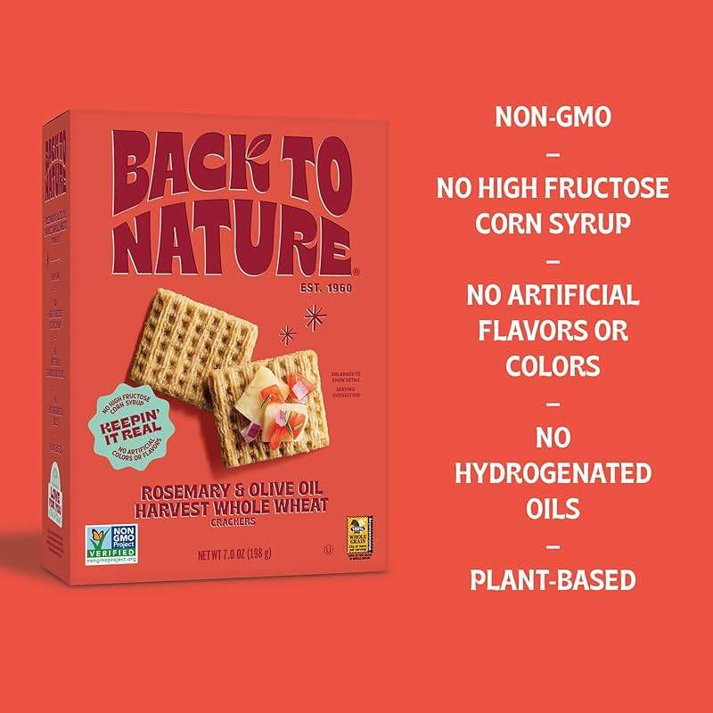 Back to Nature Rosemary & Olive Oil Harvest Whole Wheat Crackers, 7 OZ - Image 4