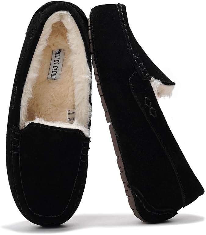 Project Cloud 100% Genuine Leather Slippers for Women - Fur Lined Outdoor Slippers for Women Footwear with Memory Foam - Stylish Womens Moccasin (Cathi) - Image 1