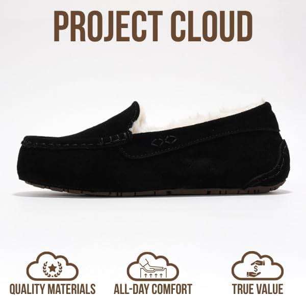 Project Cloud 100% Genuine Leather Slippers for Women - Fur Lined Outdoor Slippers for Women Footwear with Memory Foam - Stylish Womens Moccasin (Cathi) - Image 3