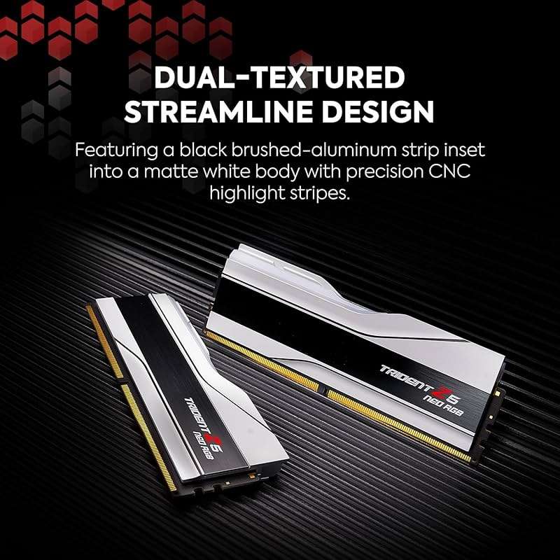 G.SKILL Trident Z5 Neo RGB Series DDR5 RAM (AMD EXPO) 32GB (2x16GB) 6400MT/s CL30-39-39-102 1.40V Desktop Computer Memory U-DIMM - Matte White (F5-6400J3039G16GX2-TZ5NRW) - Image 4