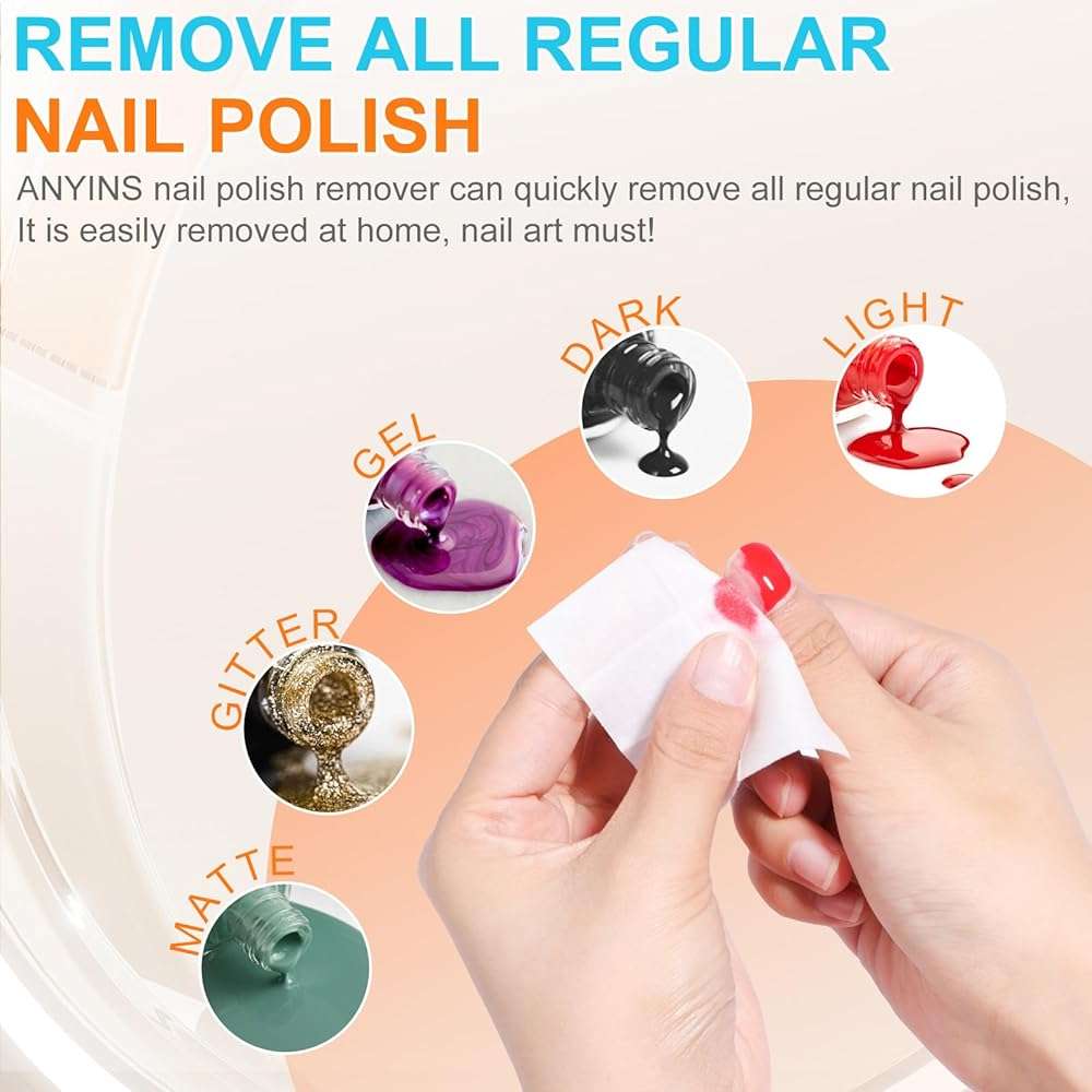 ANYINS Nail Polish Remover Pads，200PCS Fast Remove Nail Polish Remover Wipes with Nutrition Oil Individually Wrapped Professional Nail Salon and Home Use - Image 4