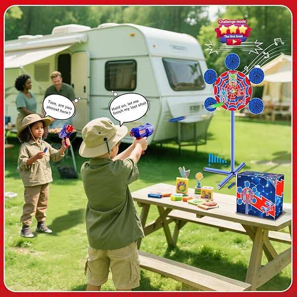 M&LD Shooting Games, 40 Foam Darts & Shooting Targets & 2 Toy Guns, Birthday Party Family Outdoor Games, Outside Backyard Yard Games for Kids Ages 4-8 - Image 3