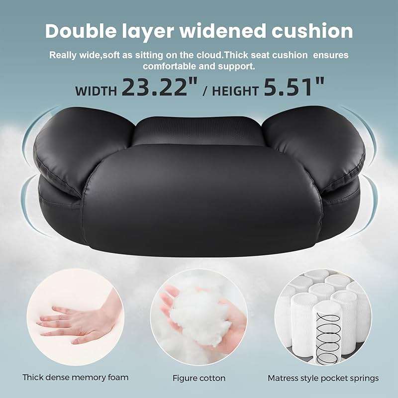 IWMH Executive Office Chair, Ergonomic Big and Tall Computer Desk Chair, High Back PU Leather Chair with Padded Flip-up Armrest, Lumbar Support Swivel Rolling Chairs Black - Image 6