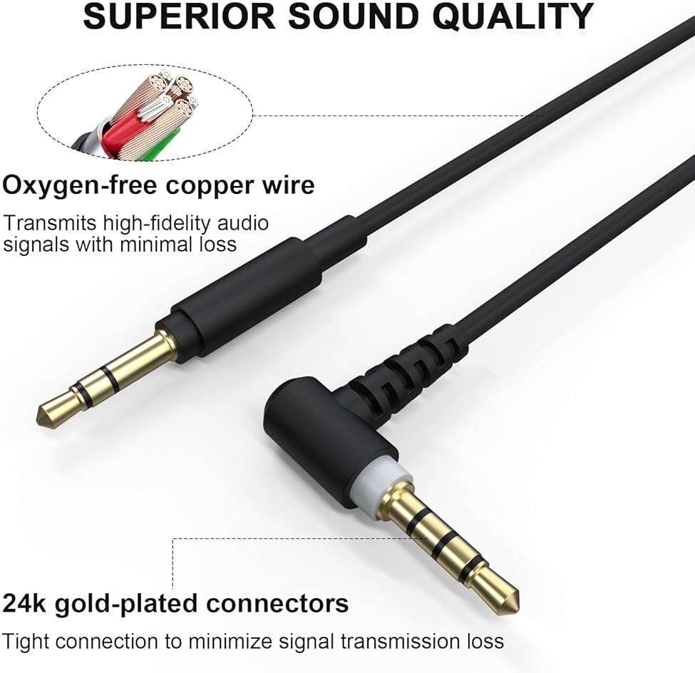 Arzweyk Replacement WH-1000XM5 Headphone Audio Cable Cord Compatible with Sony WH-1000XM4 WH-1000xm3 MDR-XB950BT MDR-1000X WH-1000XM6 WH-CH700N MDR-1A MDR-XB950N1 Wireless Headphones (Black) - Image 3