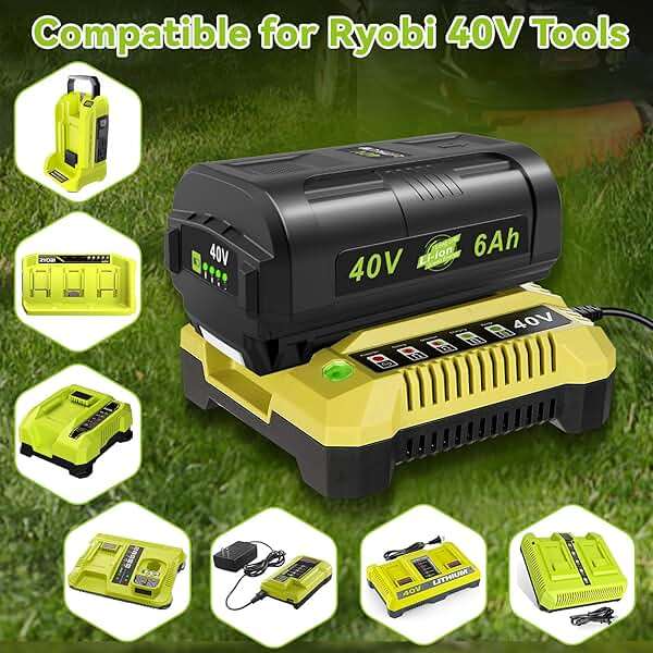 Compatible for Ryobi 40v Battery 6.0Ah 2Pcs OP4060 OP401 Charger Combo High Capacity Strong Power for Ryobi 40v Battery and Charger Lawn Mowers Leaf Blowers for OP4015 OP4040 OP4026A OP40201 OP4050A - Image 7