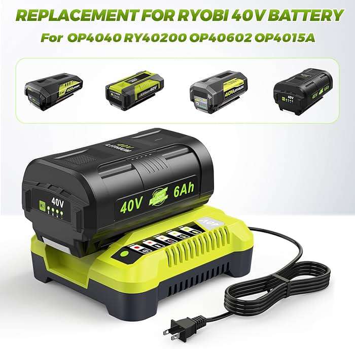 Compatible for Ryobi 40v Battery 6.0Ah 2Pcs OP4060 OP401 Charger Combo High Capacity Strong Power for Ryobi 40v Battery and Charger Lawn Mowers Leaf Blowers for OP4015 OP4040 OP4026A OP40201 OP4050A - Image 8
