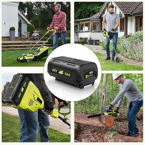 Compatible for Ryobi 40v Battery 6.0Ah 2Pcs OP4060 OP401 Charger Combo High Capacity Strong Power for Ryobi 40v Battery and Charger Lawn Mowers Leaf Blowers for OP4015 OP4040 OP4026A OP40201 OP4050A - Image 9