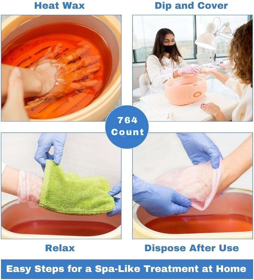 TP Plastic Paraffin Wax Bags for Hands and Feet 684 Count, 12" x 19" Disposable Plastic Liners for Paraffin Wax Machine, Bath Gloves and Socks Covers for Hand Foot Spa Treatment, Moisturizing Use - Image 4