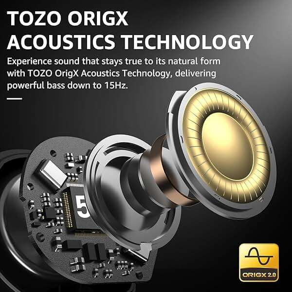 TOZO NC9 Hybrid Active Noise Cancelling Wireless Earbuds, 6 Mics ENC Clear Call, IPX8 Waterproof, in Ear Bluetooth 5.3 Headphones Stereo Bass Ear Buds 60H Playtime with LED Display 32 EQs via APP - Image 8