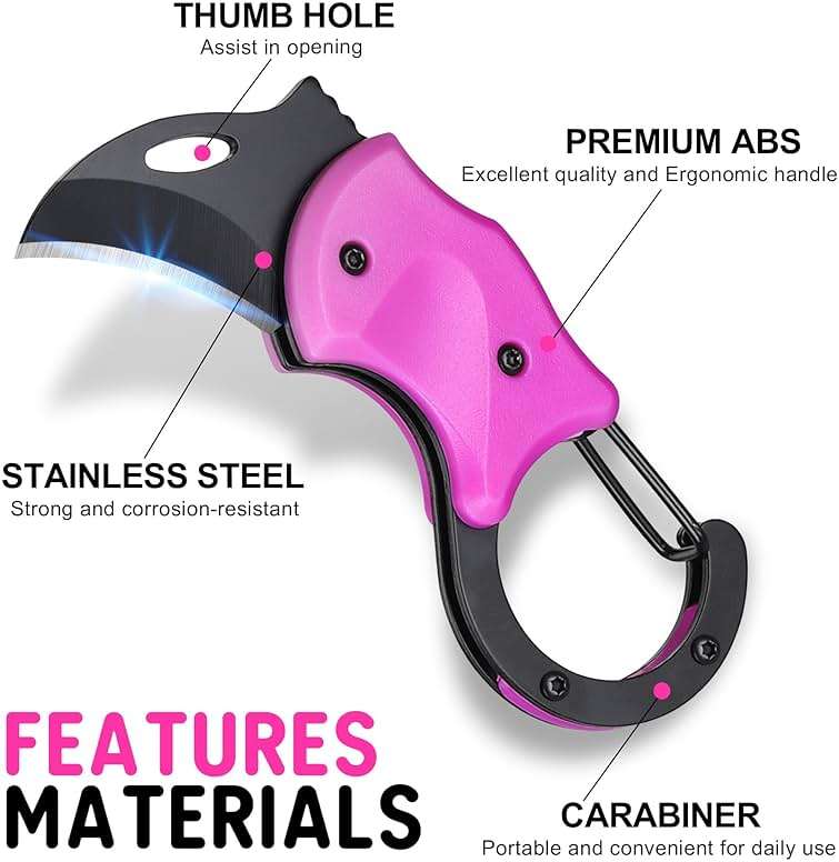 ZAVIT Womens Gifts for Christmas, Keychain with Box Cutter Pocket Knife,Christmas Stocking Stuffers for Women Mom, Birthday Gifts Idea for Mom Wife, EDC Gadgets for Everyday Carry, P-ink - Image 3