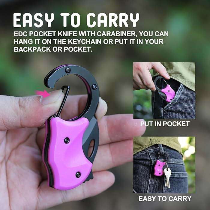 ZAVIT Womens Gifts for Christmas, Keychain with Box Cutter Pocket Knife,Christmas Stocking Stuffers for Women Mom, Birthday Gifts Idea for Mom Wife, EDC Gadgets for Everyday Carry, P-ink - Image 5