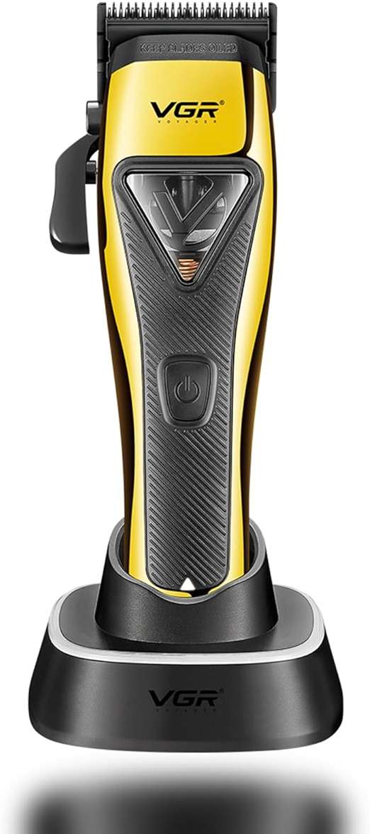 VGR 015 Professional Cordless Hair Clippers for Men, 9000 RPM Vector Motor Hair Trimmer DLC-Blade Barber Clipper for Hair Cutting with Metal Body, 1 Modular Lid in Black, Travel Case - Image 2