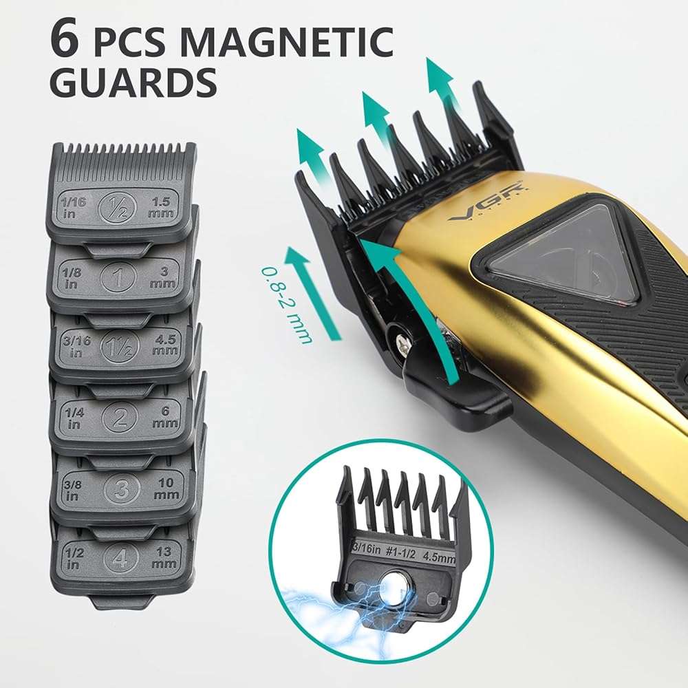 VGR 015 Professional Cordless Hair Clippers for Men, 9000 RPM Vector Motor Hair Trimmer DLC-Blade Barber Clipper for Hair Cutting with Metal Body, 1 Modular Lid in Black, Travel Case - Image 4