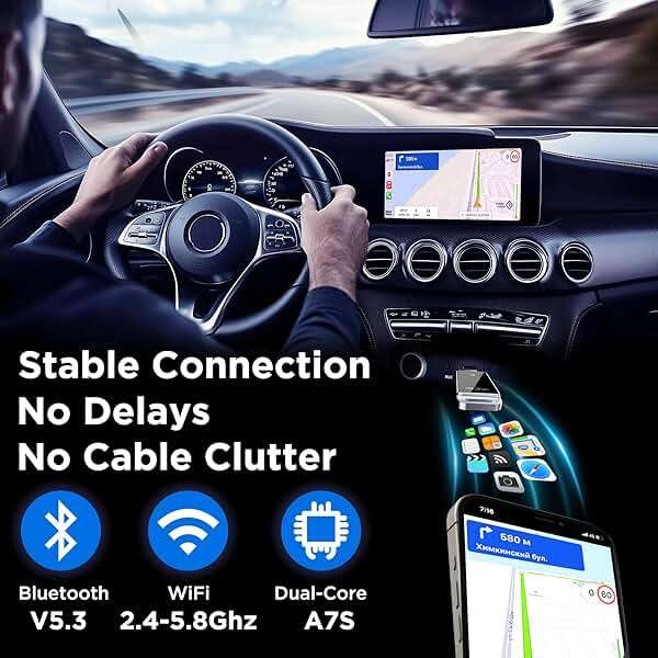 vnilrgle Wireless CarPlay Adapter 2024 Upgrade, Plug and Play, No Latency, Converts Factory Wired to Wireless, Compatible with iPhone 6+ and 2015+ Cars, Bluetooth 2.4GHz and Wi-Fi 2.4+5.8GHz - Image 5