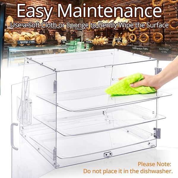 Old Canal Bakery Display Case, Pastry Display Case Countertop 3 Tier Tray, Acrylic Clear Boxes for Bread Pastry Desserts Food Cookie, Display Cabinet Box for Baking Enthusiasts, 20.86 x 17.3 x 16.5 in - Image 5
