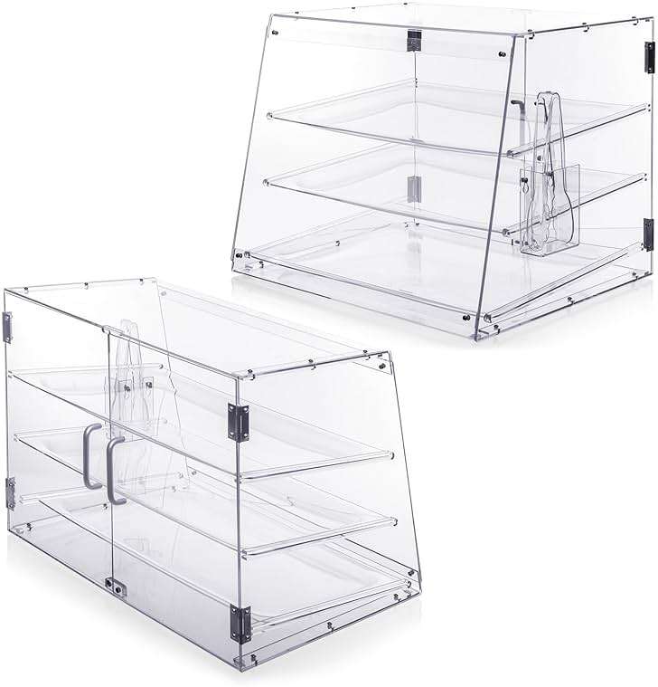 Old Canal Bakery Display Case, Pastry Display Case Countertop 3 Tier Tray, Acrylic Clear Boxes for Bread Pastry Desserts Food Cookie, Display Cabinet Box for Baking Enthusiasts, 20.86 x 17.3 x 16.5 in - Image 8