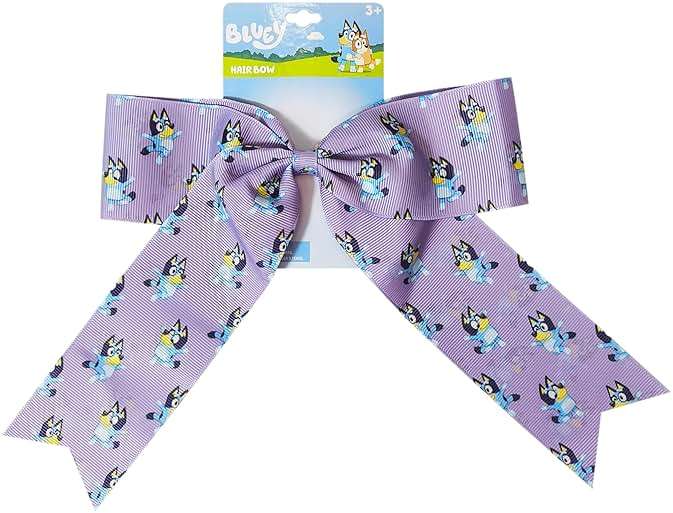 LUV HER Bluey Hair Bows For Girls - One Large Printed Hair Bow Featuring your Favorite Bluey Characters - Alligator Clip - Large Bows for Daily Styling or Special Occasions, Ages 3+ - Image 1