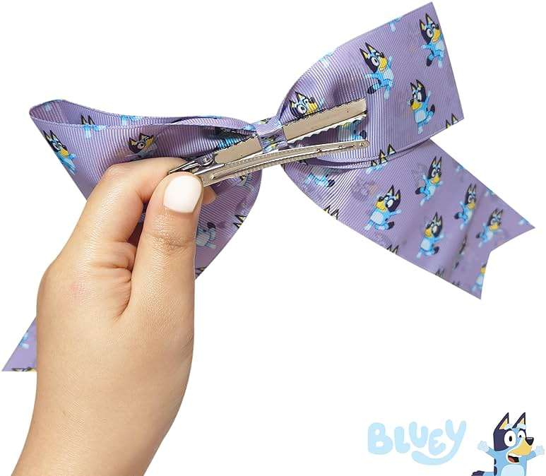 LUV HER Bluey Hair Bows For Girls - One Large Printed Hair Bow Featuring your Favorite Bluey Characters - Alligator Clip - Large Bows for Daily Styling or Special Occasions, Ages 3+ - Image 2