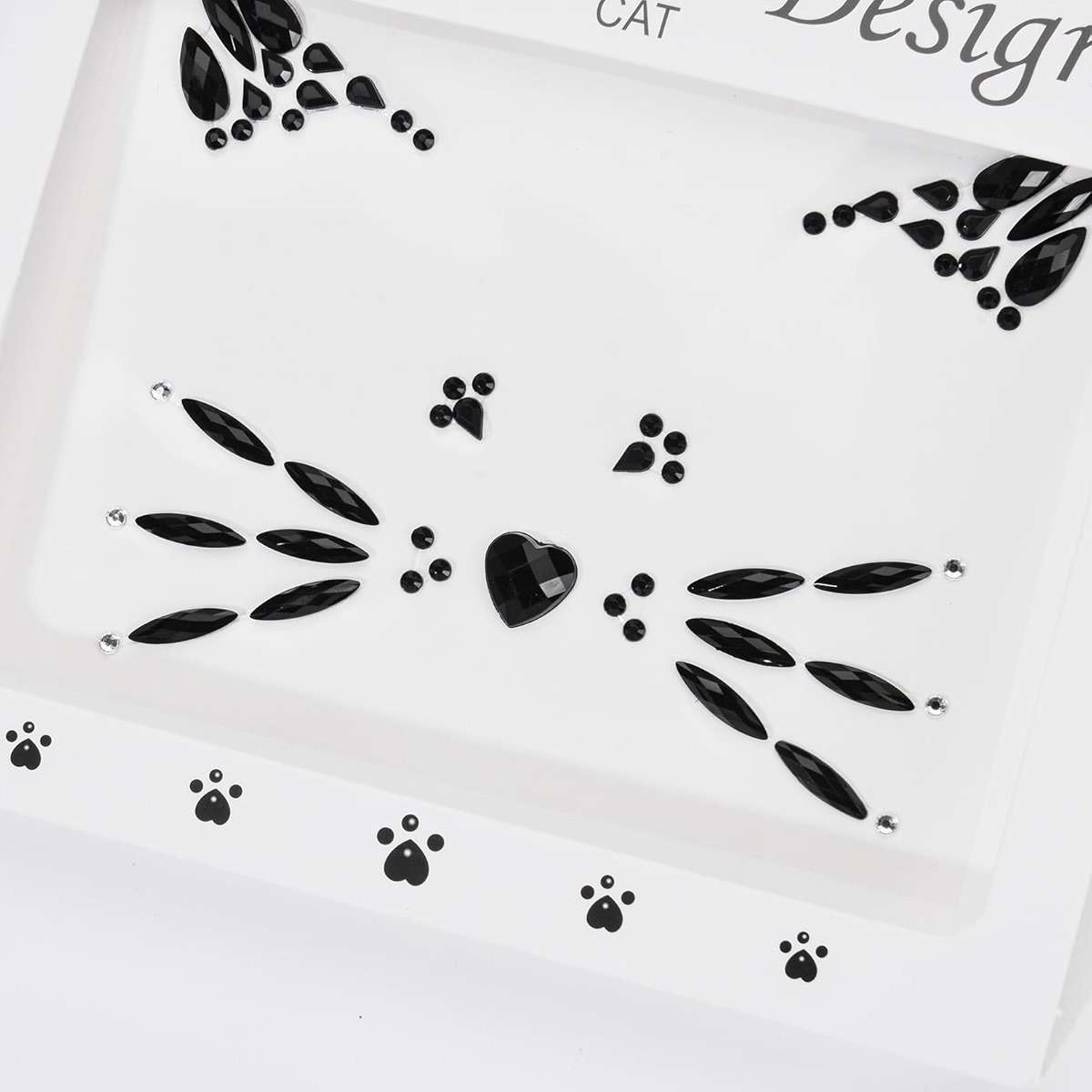 DDazzling Glitter Cat Ears Headband with Face Jewel Accessories for Halloween Animal Cosplay (Black, One Size) - Image 2