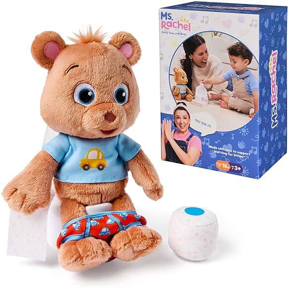 Ms. Rachel Potty Time with Bean, 11” Plush Teddy Bear with Play Toilet & Accessories, Toddler Toys for Girls & Boys for Ages 18 Months to 3+ - Image 1