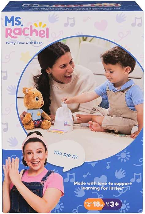Ms. Rachel Potty Time with Bean, 11” Plush Teddy Bear with Play Toilet & Accessories, Toddler Toys for Girls & Boys for Ages 18 Months to 3+ - Image 10