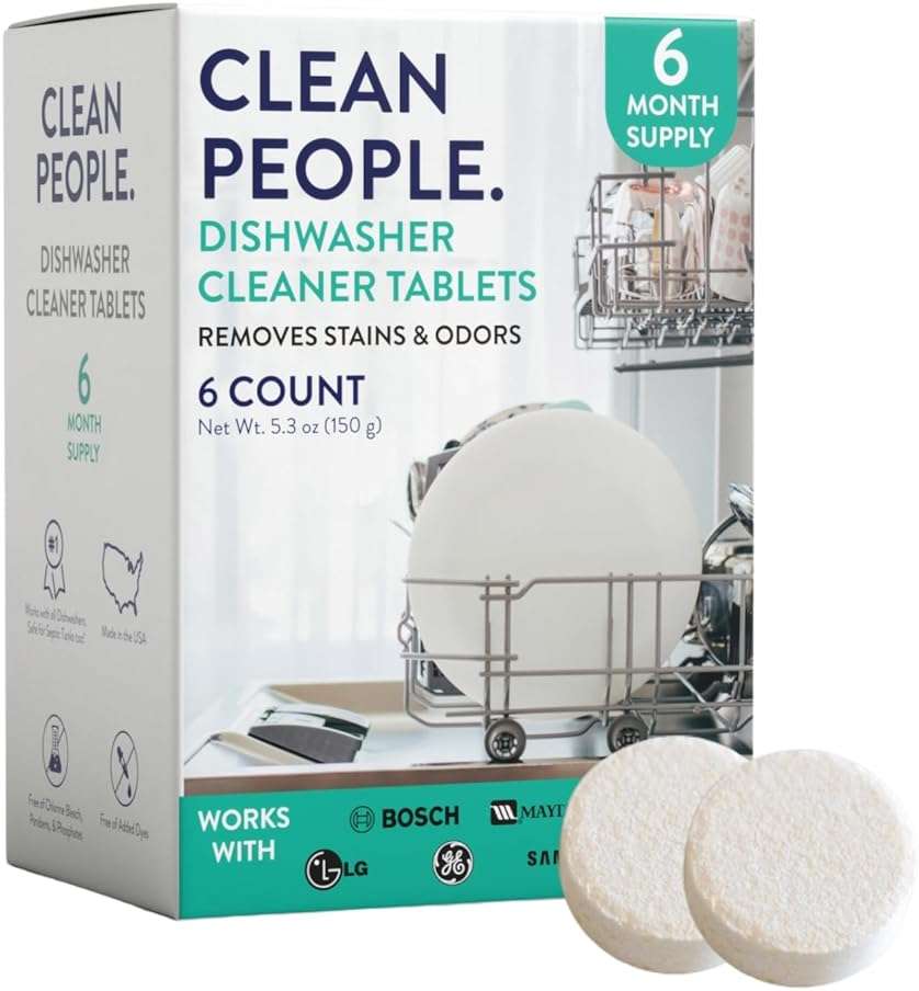 The Clean People Dishwasher Cleaner - Dishwasher Cleaner Tablets for Removing Limescale, Mineral Buildup, Grease & Odors - 6 Count, Citrus Scent - Image 1