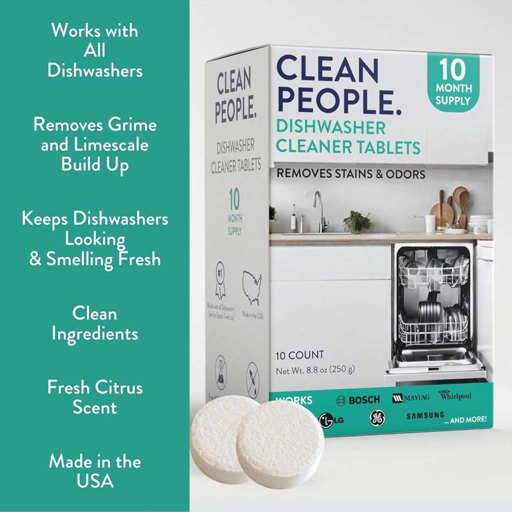 The Clean People Dishwasher Cleaner - Dishwasher Cleaner Tablets for Removing Limescale, Mineral Buildup, Grease & Odors - 6 Count, Citrus Scent - Image 2