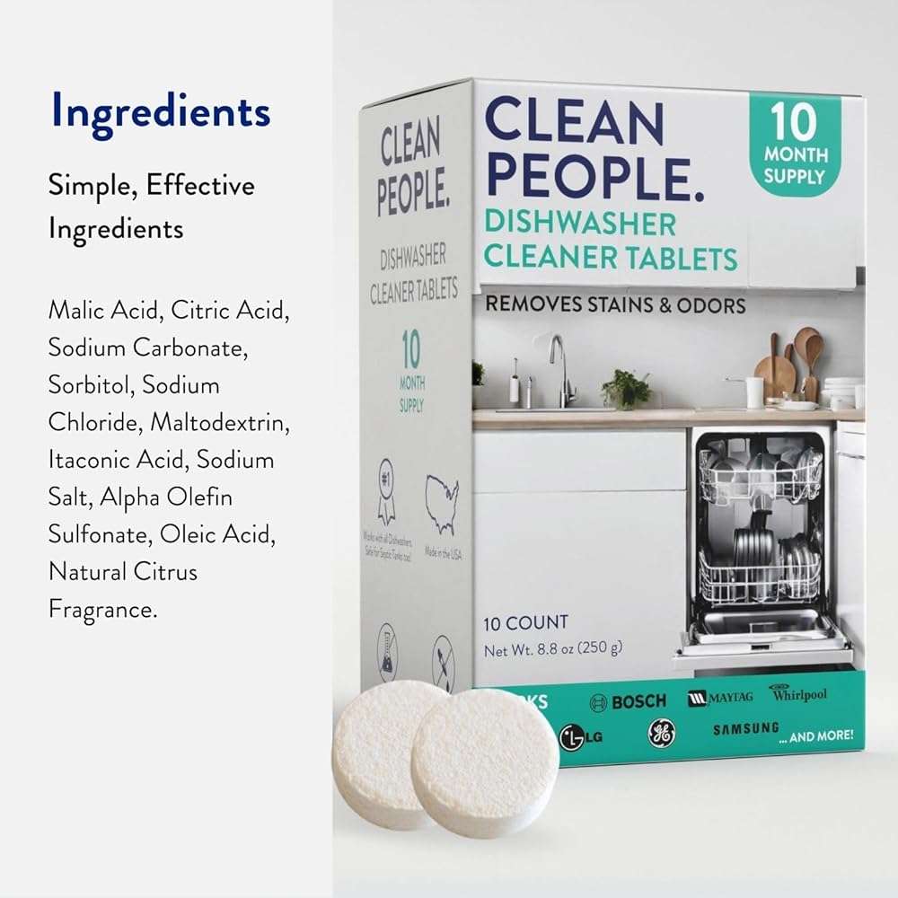 The Clean People Dishwasher Cleaner - Dishwasher Cleaner Tablets for Removing Limescale, Mineral Buildup, Grease & Odors - 6 Count, Citrus Scent - Image 5