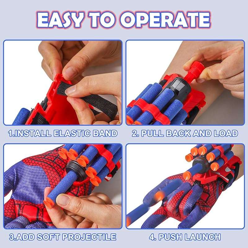 AIUAZA Shooting Toys, Children's Role-Playing launchers with Gloves, Wrist Firing Toy, Foam Blasters,Children's Dress up Toys for 6+Years Old - Image 7