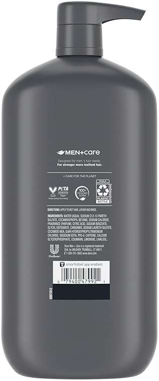 Dove Men+Care 2-in-1 Shampoo + Conditioner Thick + Strong for Fortifying Hair from Root to Tip, with Calcium, 31 oz - Image 3