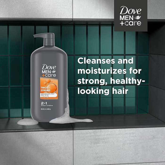 Dove Men+Care 2-in-1 Shampoo + Conditioner Thick + Strong for Fortifying Hair from Root to Tip, with Calcium, 31 oz - Image 5