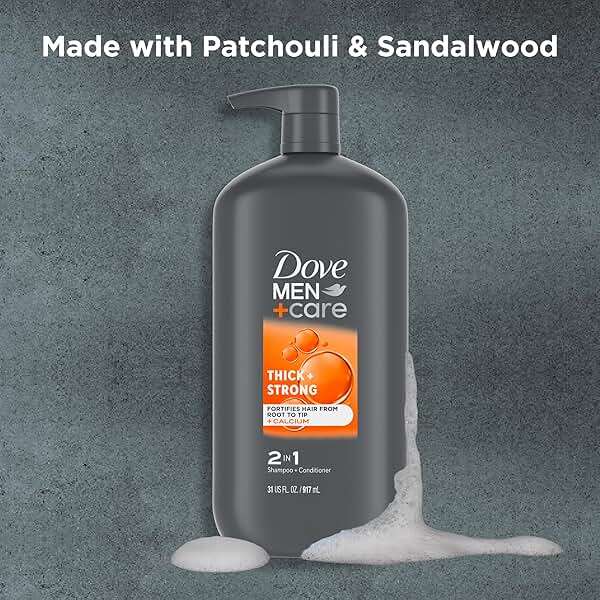 Dove Men+Care 2-in-1 Shampoo + Conditioner Thick + Strong for Fortifying Hair from Root to Tip, with Calcium, 31 oz - Image 7