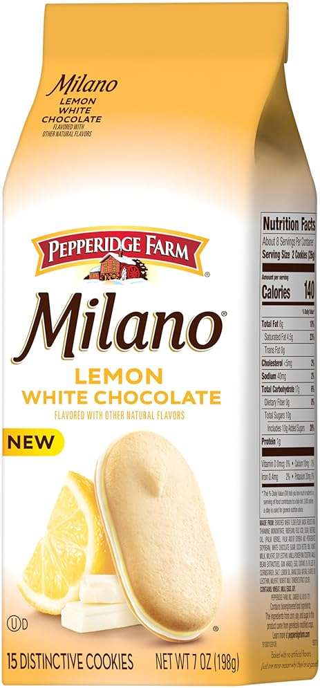 Pepperidge Farm Milano White Chocolate Lemon Flavored Cookies, 7 Oz Bag - Image 6