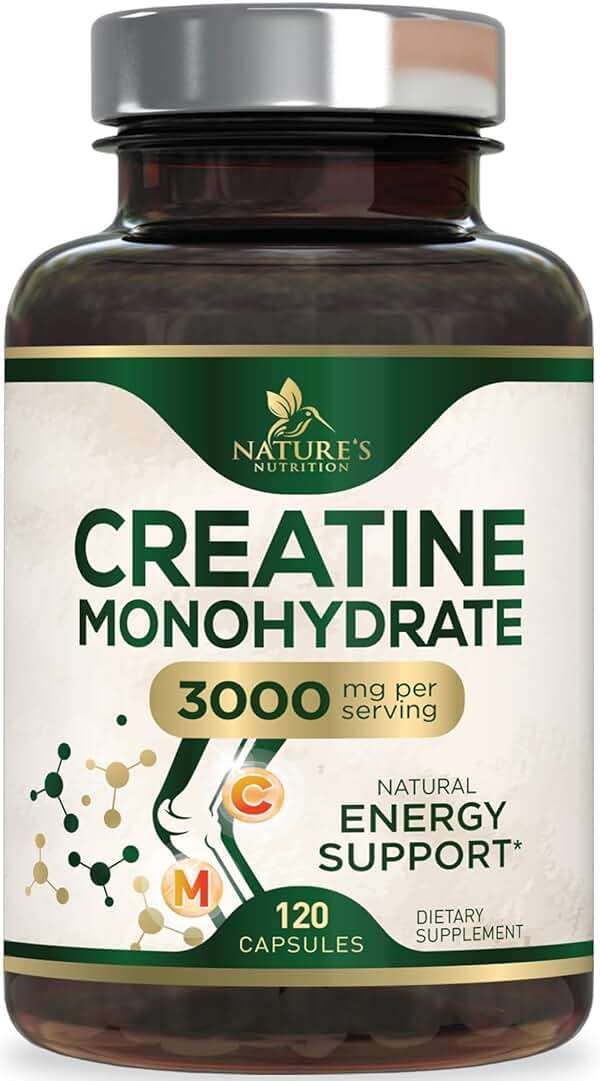 Creatine Monohydrate 3000mg Per Serving – Micronized Creatine Powder Capsules - Supports Lean Muscle, Strength, Energy, & Endurance - Nature's Supplement, Non-GMO, Bottled in USA - 120 Capsules - Image 1