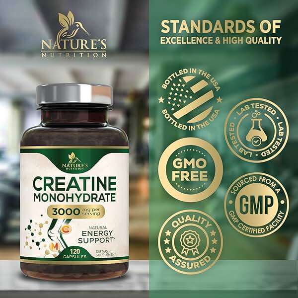 Creatine Monohydrate 3000mg Per Serving – Micronized Creatine Powder Capsules - Supports Lean Muscle, Strength, Energy, & Endurance - Nature's Supplement, Non-GMO, Bottled in USA - 120 Capsules - Image 4