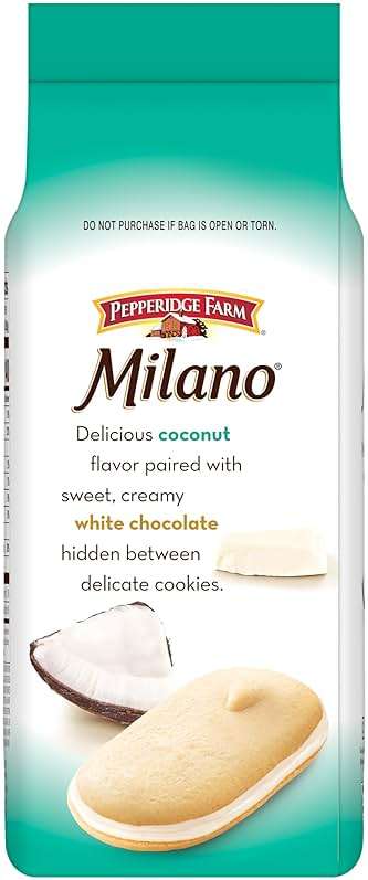 Pepperidge Farm Milano White Chocolate Coconut Flavored Cookies, 7 Oz Bag - Image 4