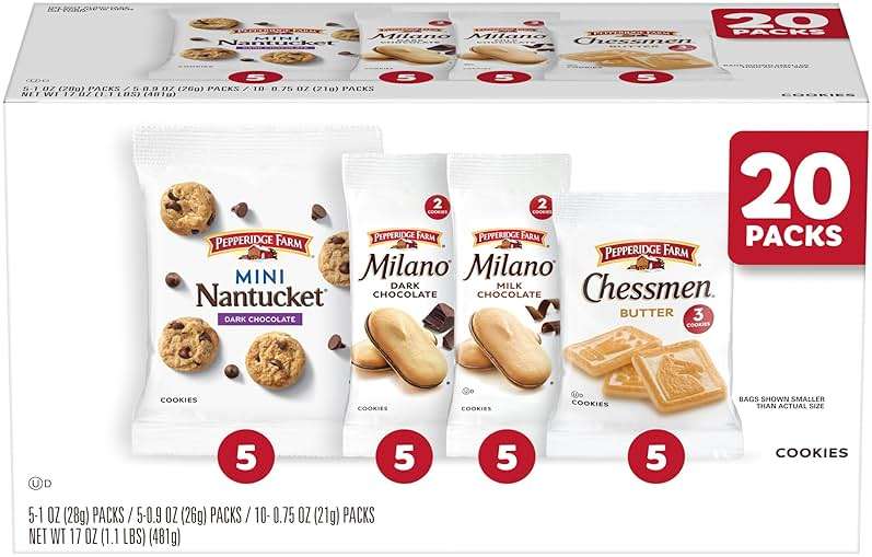 Pepperidge Farm Cookies Variety Pack, Snack Packs, 20 Pk - Image 1