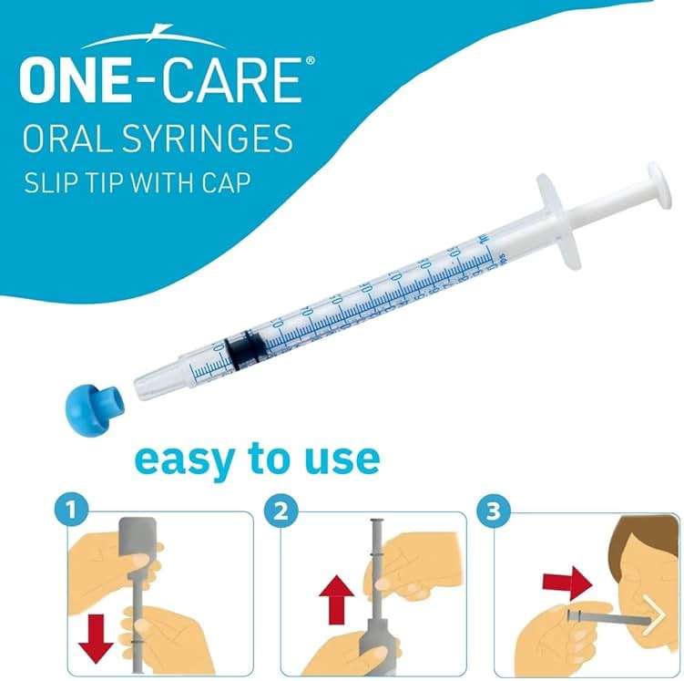 ONE-CARE 1ml Oral Syringe with Cap - Sterile, Individually Wrapped - 100 Dispensers, Slip Tip, Uses include oral administration of medicine for infants, adults and animals - Image 4
