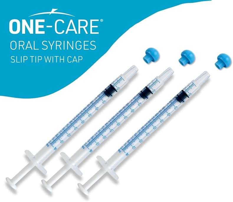 ONE-CARE 1ml Oral Syringe with Cap - Sterile, Individually Wrapped - 100 Dispensers, Slip Tip, Uses include oral administration of medicine for infants, adults and animals - Image 6