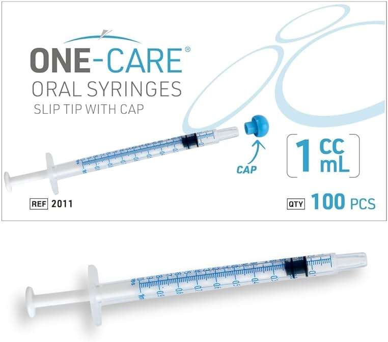 ONE-CARE 1ml Oral Syringe with Cap - Sterile, Individually Wrapped - 100 Dispensers, Slip Tip, Uses include oral administration of medicine for infants, adults and animals - Image 7