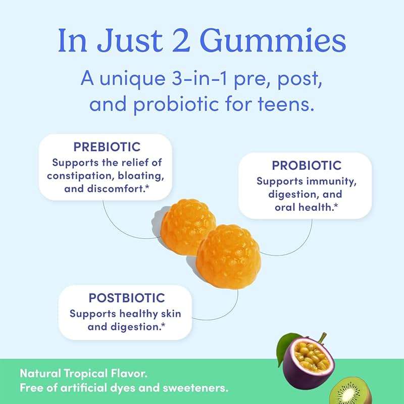FIRST DAY Teens’ Gut Sustainer Tribiotic Gummies – 3-in-1 Prebiotic, Probiotic & Postbiotic Supplement – Supports Digestive, Skin, Oral & Immune Health, Nutrient Absorption & Growth – 30-Day Supply - Image 3