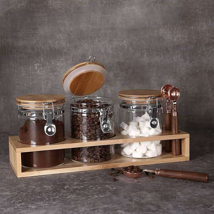 Airtight Glass Tea Containers with Bamboo Lids & Spoons (27oz) - Ultimate Storage Canisters for Loose Leaf Tea to Preserve Freshness & Flavor - Elegant Tea Caddy Jars for Kitchen & Pantry - Set of 3 - Image 2