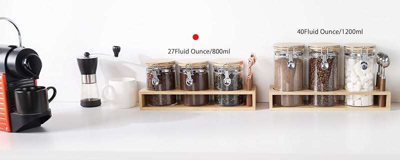 Airtight Glass Tea Containers with Bamboo Lids & Spoons (27oz) - Ultimate Storage Canisters for Loose Leaf Tea to Preserve Freshness & Flavor - Elegant Tea Caddy Jars for Kitchen & Pantry - Set of 3 - Image 6
