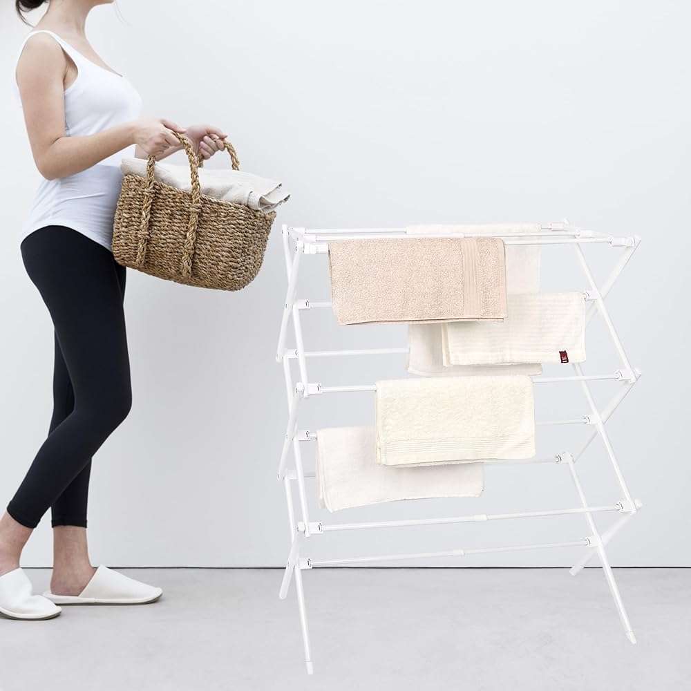 ZOES HOMEWARE 2026 Enhanced Clothes Drying Rack | Foldable Drying Rack Clothing for Laundry | Small Collapsible Portable Dryers for Laundry | Use for Indoor & Outdoor | White 37.5"x29"x12" - Image 2