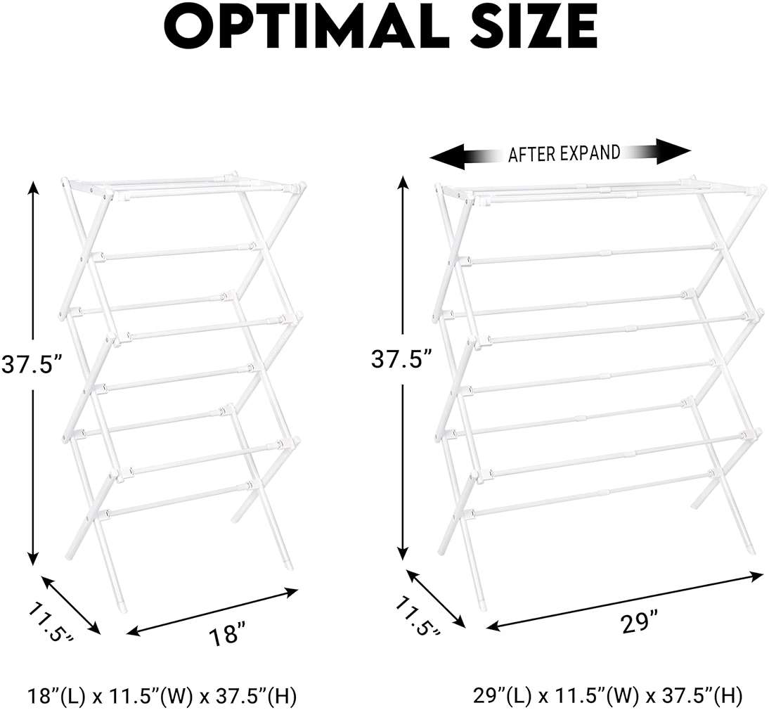 ZOES HOMEWARE 2026 Enhanced Clothes Drying Rack | Foldable Drying Rack Clothing for Laundry | Small Collapsible Portable Dryers for Laundry | Use for Indoor & Outdoor | White 37.5"x29"x12" - Image 3