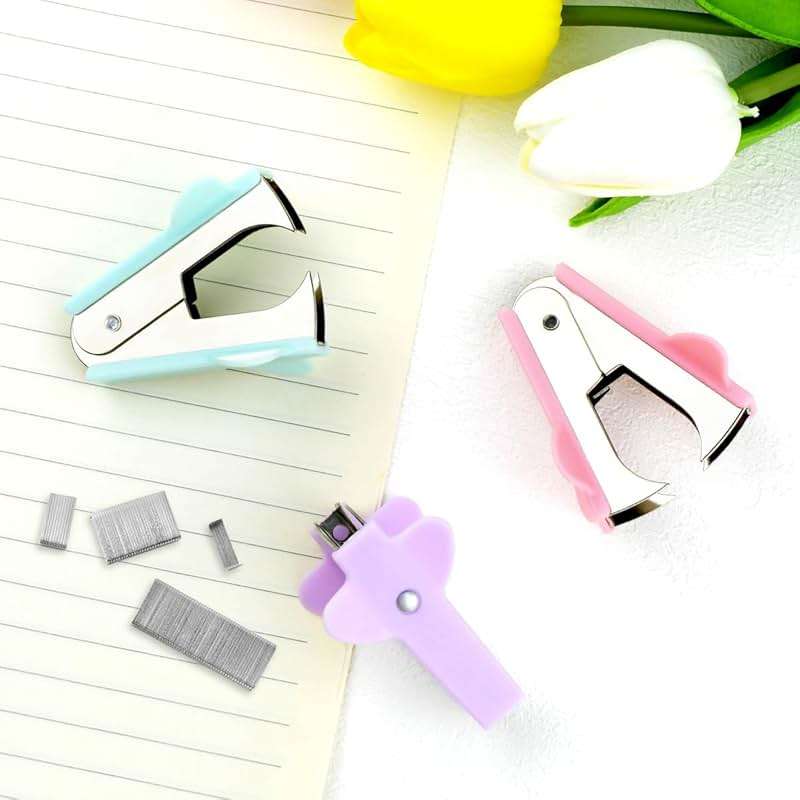 3 Pack Staple Remover Stapler Puller Remover Stapler Remover Tool for Home Office School Office Staple Removers Staple Removal Set Pinch Jaw Style Staple Remover Tool (Pink Purple Green) - Image 2