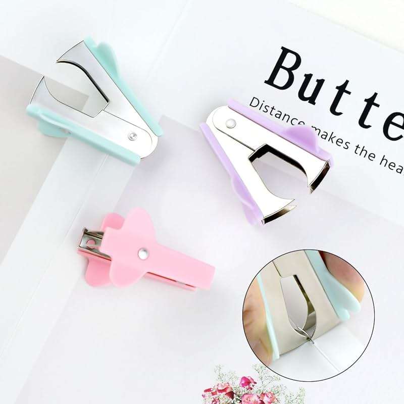 3 Pack Staple Remover Stapler Puller Remover Stapler Remover Tool for Home Office School Office Staple Removers Staple Removal Set Pinch Jaw Style Staple Remover Tool (Pink Purple Green) - Image 5