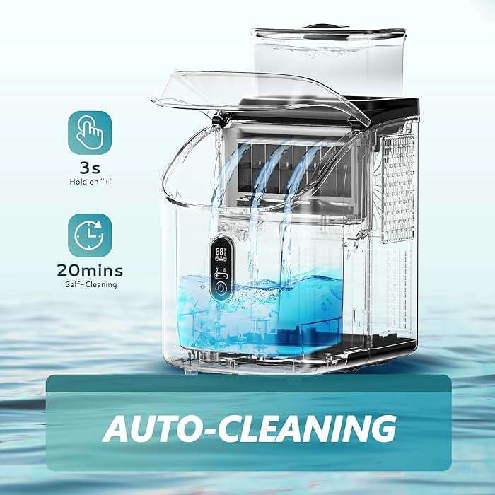EUHOMY Ice Cube Maker Machine Countertop with External Water Tank, 2 Ways to Add Water, 34Lbs/Day, 16Pcs Ready in 7 Mins, Auto-Cleaning, with Ice Scoop & Basket, for Home/Kitchen/Office/Bar (Black) - Image 5