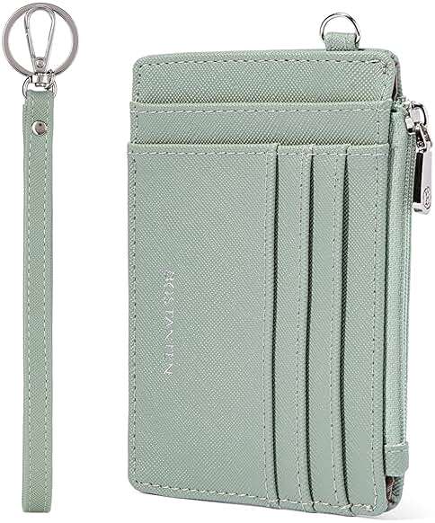 BOSTANTEN Small Wallet For Women RFID Leather Credit Card Holder Slim Wristlet Keychain Wallet With Zipper Pocket Light Green - Image 1