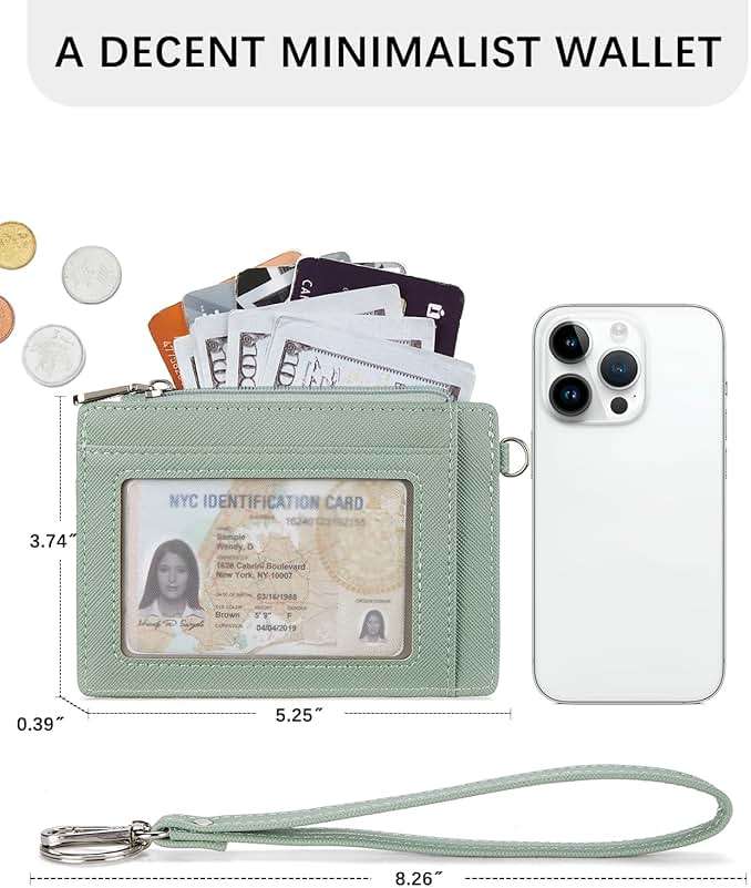 BOSTANTEN Small Wallet For Women RFID Leather Credit Card Holder Slim Wristlet Keychain Wallet With Zipper Pocket Light Green - Image 3